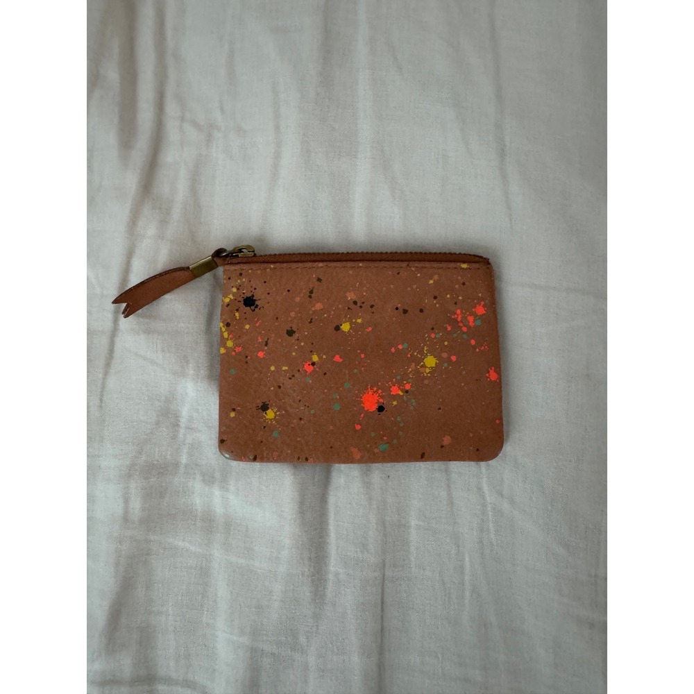 Madewell Leather Paint Splatter Zip Pouch Card Holder Wallet